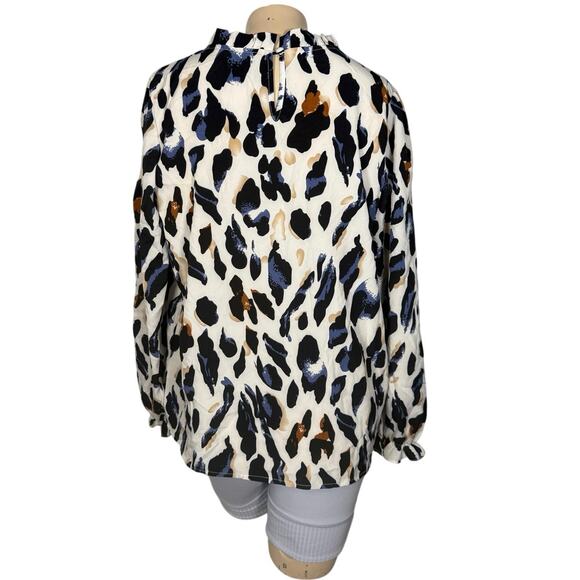 SHEIN Leopard Print Long Sleeve Blouse Neutral Size L - Picture 2 of 10